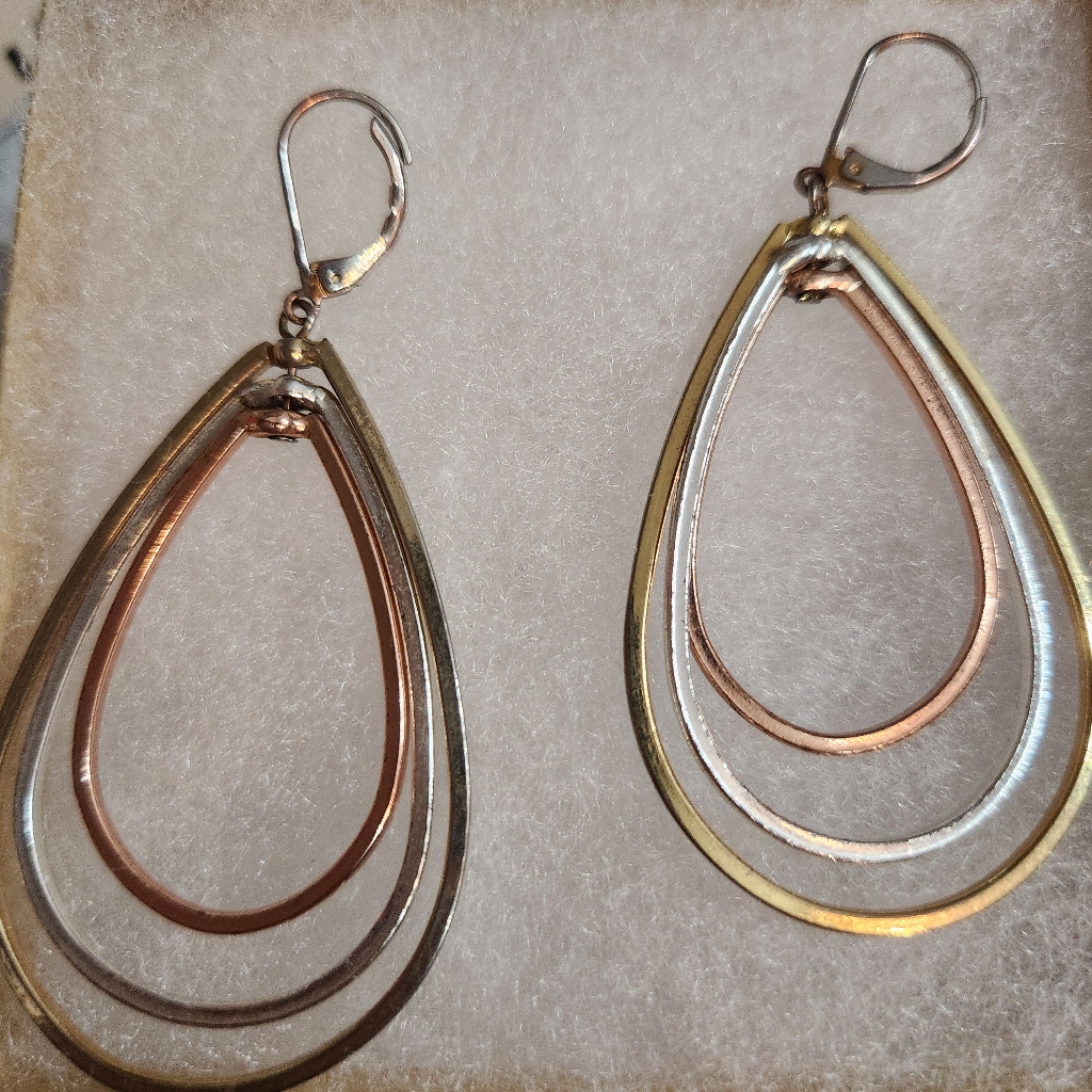 Tricolor Teardrop Dangle Earrings